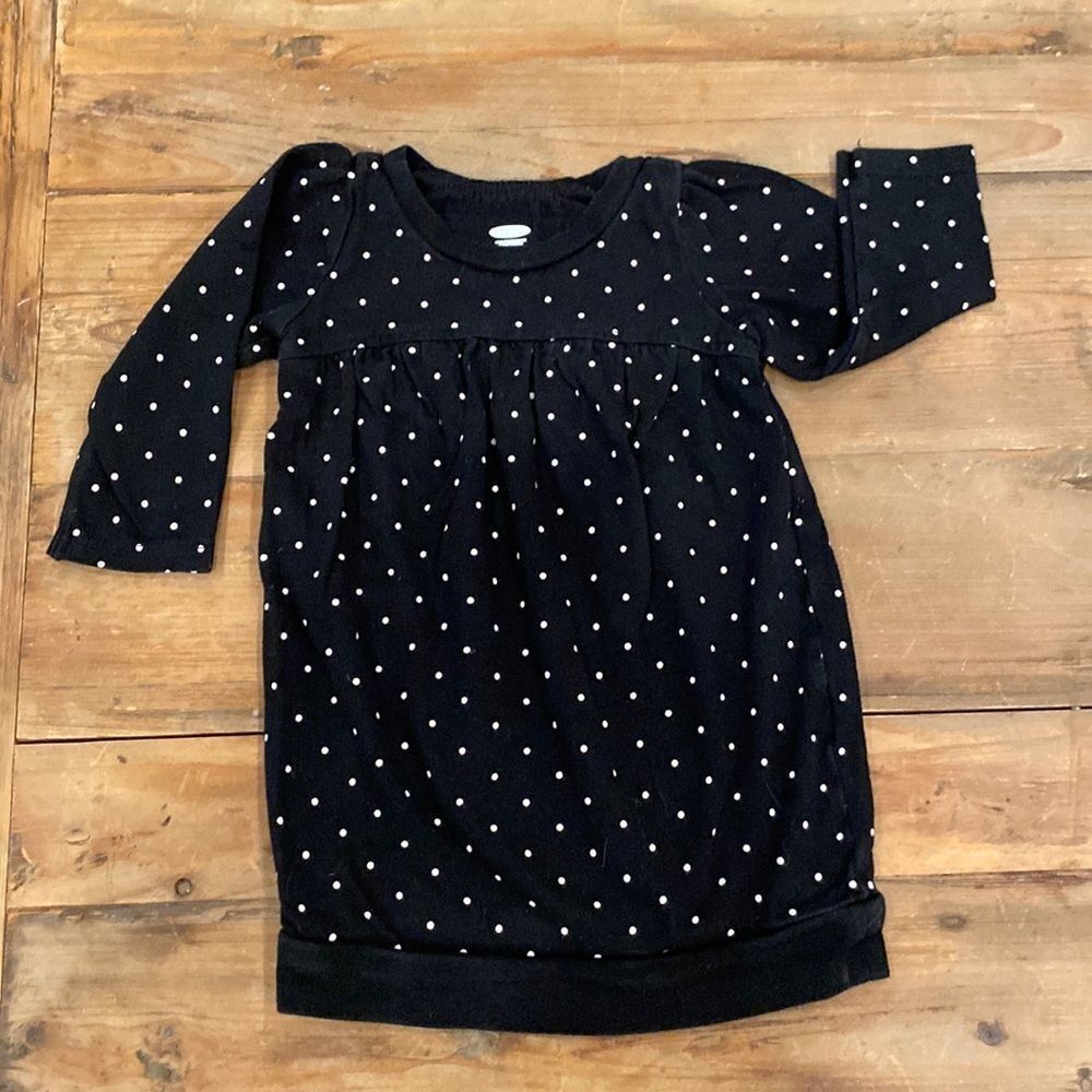 OLD NAVY Infant Dress Black Polka Dot Poof Casual Long Sleeve 6-12 M - Picture 3 of 7